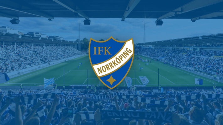 IFK Norrköpings logga framför en fullsatt hemmamatch